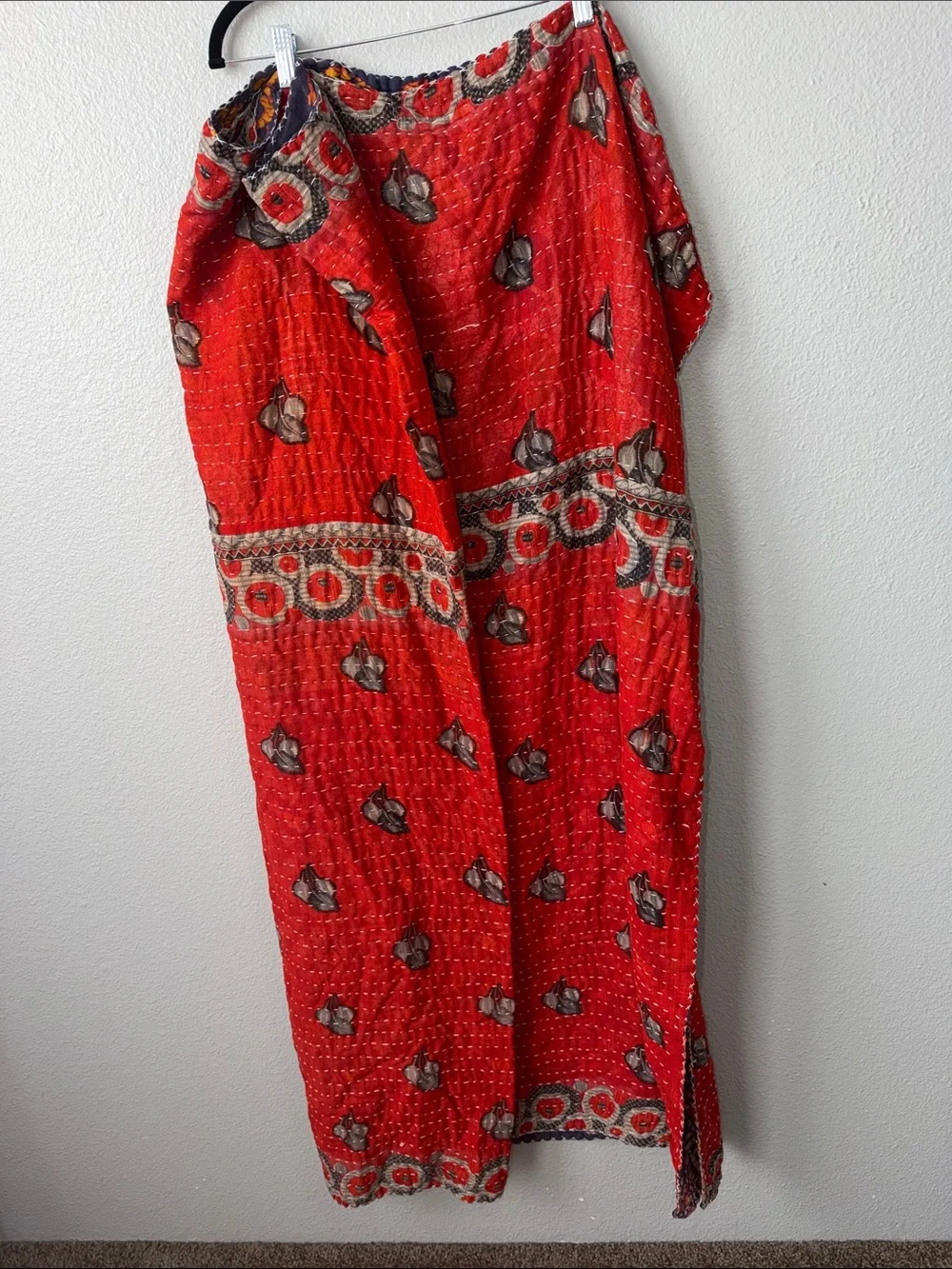 One-of-a-Kind Recycled Sari Cotton Blanket, Boho Throw Handmade in India